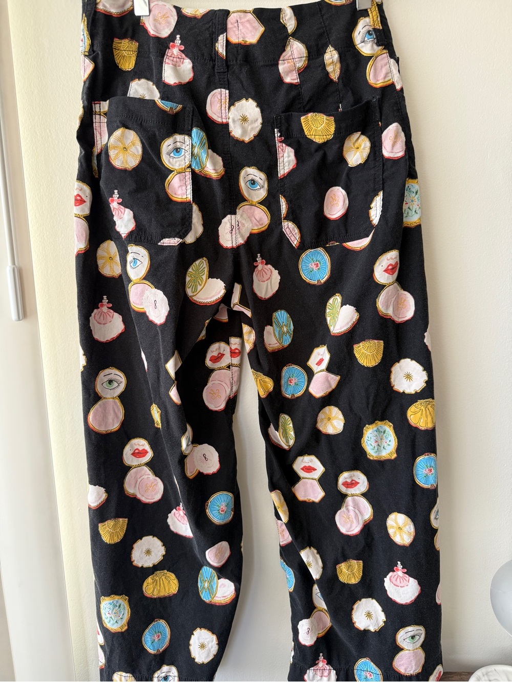 Maeve by Anthropologie printed black Danielle Kroll Colette Crop Wide-Leg Pants - Picture 4 of 5